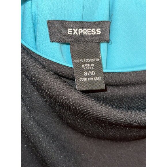 VTG Express Y2K 90s Retro Cowl Neck Ruffle Hem Sleeveless Mini Dress LDB - Picture 7 of 7